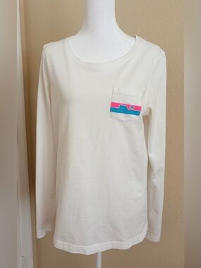 Vineyard Vines Women’s Long-Sleeve Pocket T-Shirt White Size Small